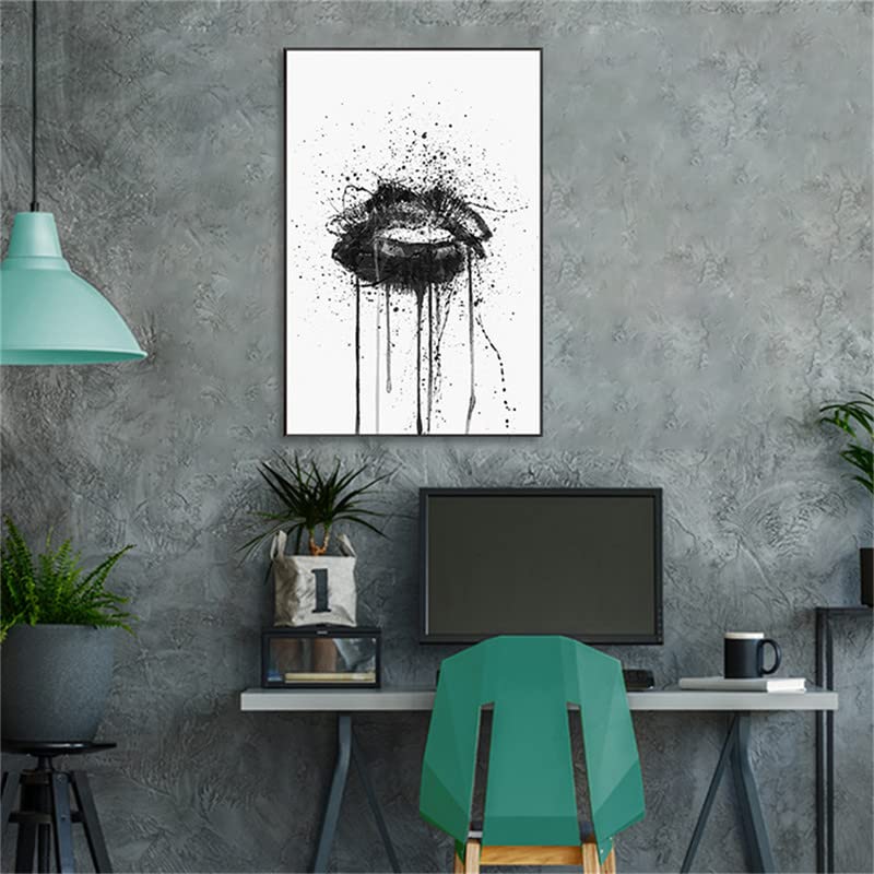 Amazon.co.jp: 唇 アートパネル 1枚セット 飾り絵 白黒 抽象画