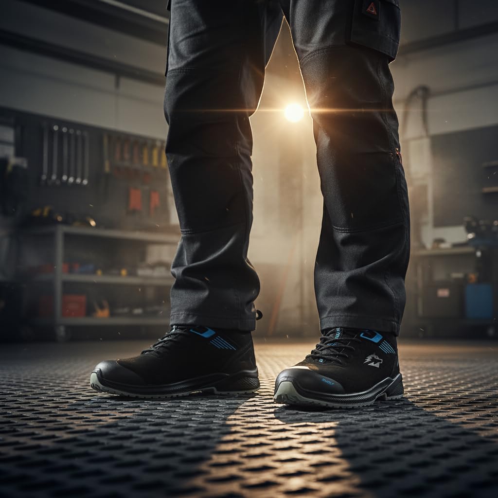 BWOLF Noir HIS3S męskie buty ochronne ESD – wysokie buty robocze z nakładką kompozytową i ochroną przed przebiciem, wodoodporne, odporne na olej i antypoślizgowe