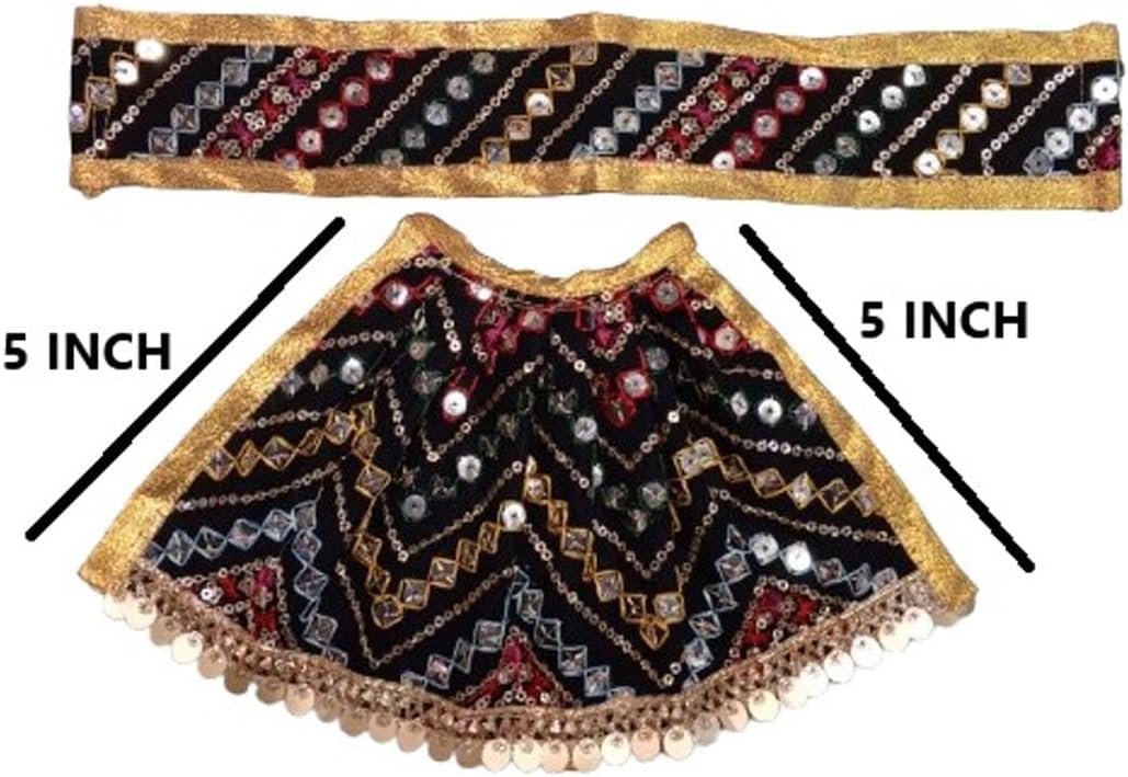 Navratri Special, MATA Rani Vastra, Devi MATA Poshak, Durga MATA Dress, Radha Rani Poshak for Standing Idol, Made of Silk Cloth (Black, 5 Inches)