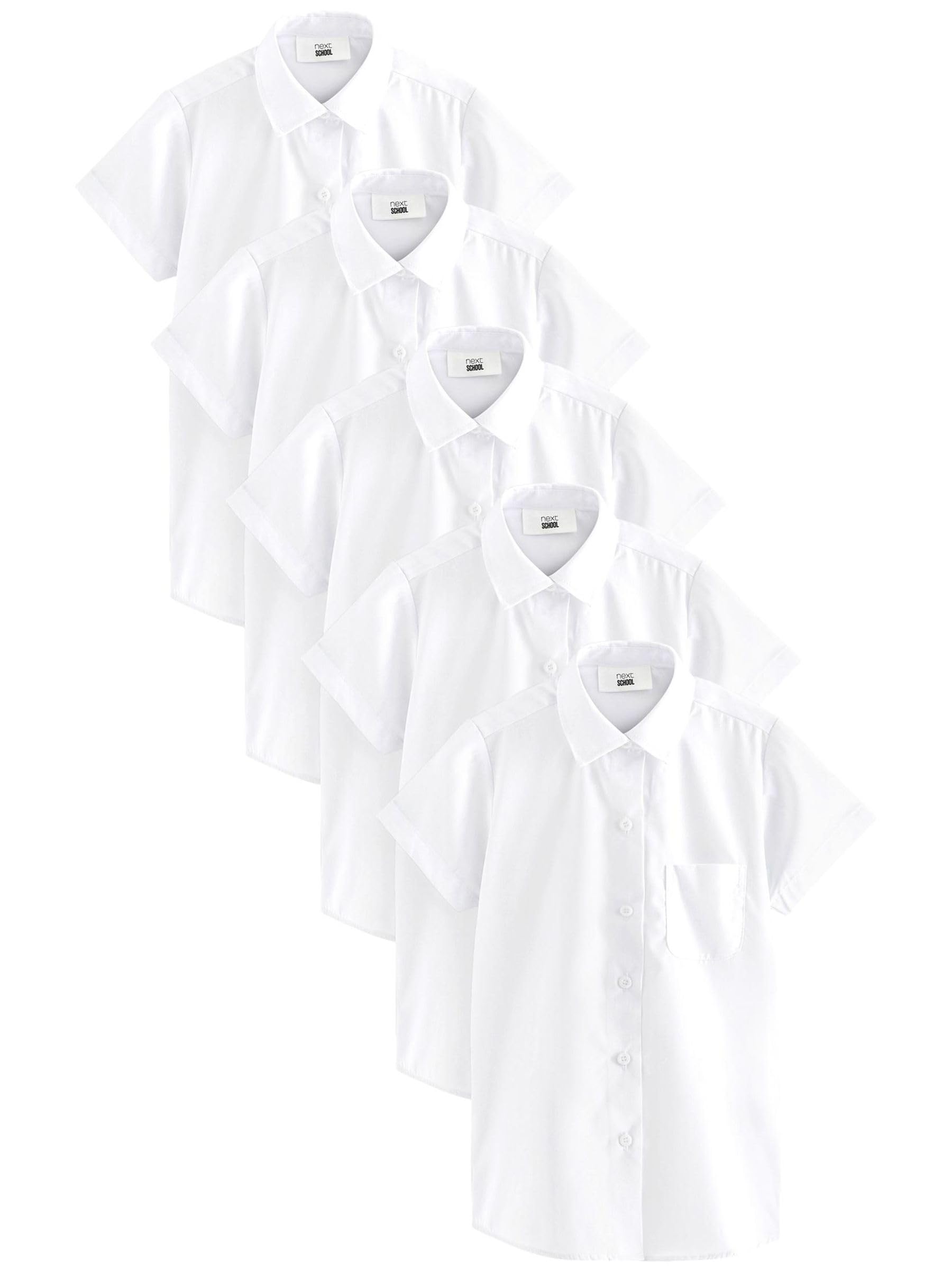 NEXT Niñas Pack de 5 Camisas Escolares de Manga Corta de Corte Slim