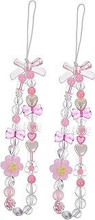 Amosfun 2 Peças De Alças De Telefone Móvel Para Capa De Telefone Pulseira De Pulso Cordão De Telefone Móvel Correia De Cordão De Telefone Corrente De Telefone Com Contas Corda De