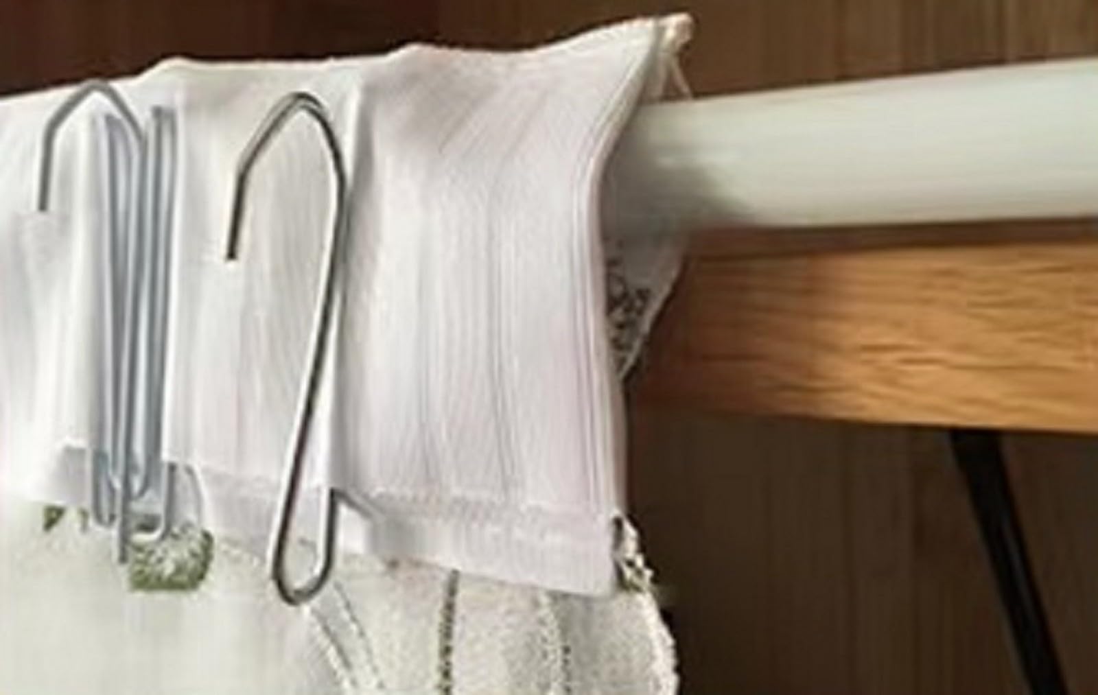A.Monamour Raffrollo mit Schlaufen Raffgardinen Bindegardine Schlaufenrollo Weißer Transparenter Bestickter Voile Floraler Spitze Küche Gardine Vorhang Store, Rod Tasche/Pinch Pleat, 2 Stücke