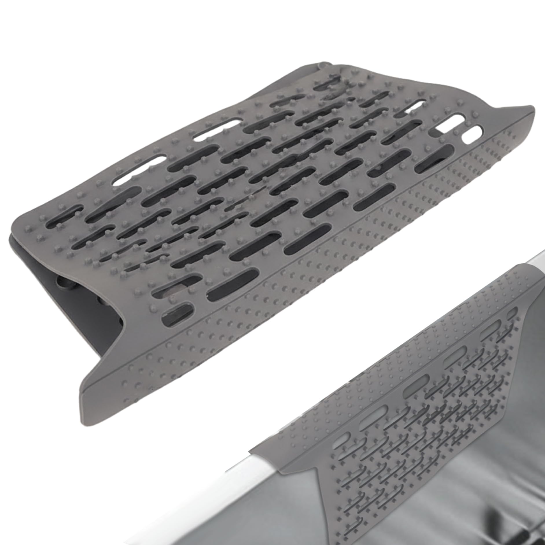 Latemeia Silicone Sink Mat, Double Sink Divider Protector with Suction Cups & Drainage Holes Heat Resistant Kitchen Mat for Dishes and Utensils, Indoor Outdoor