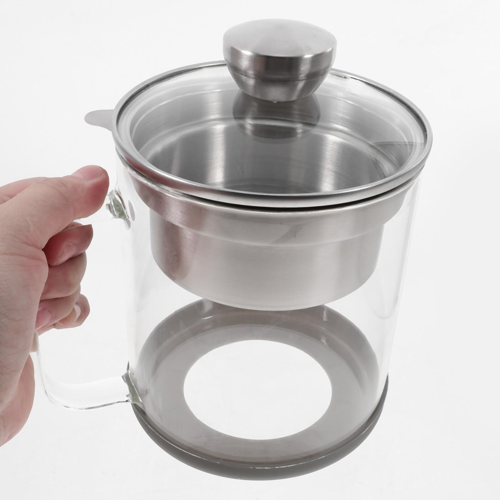 SEWACC Sojamilchfilter aus Glas und Edelstahl mit 1l Fassungsvermögen Feines Küchensieb zum Kochen und Teesieben für Küche und Kochen