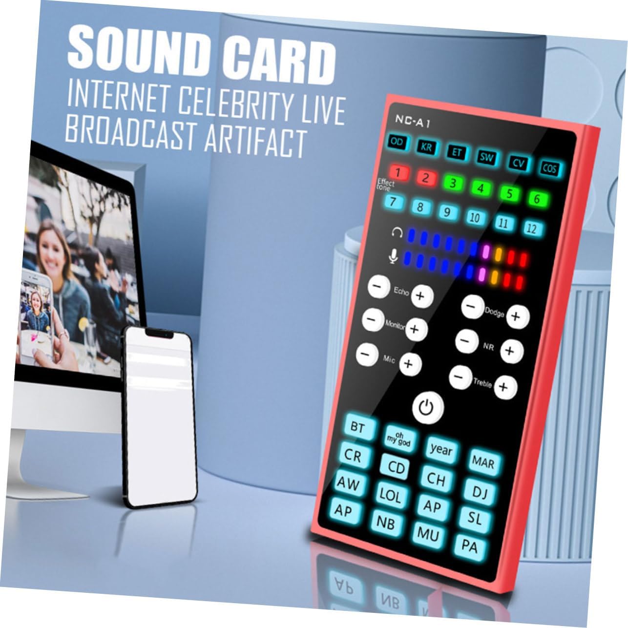 LABRIMP プロ仕様モバイルフォンサウンドカード 多機能オーディオミキサー ノイズ低減 エコー対応 スマホ 通用 簡単操作で快適