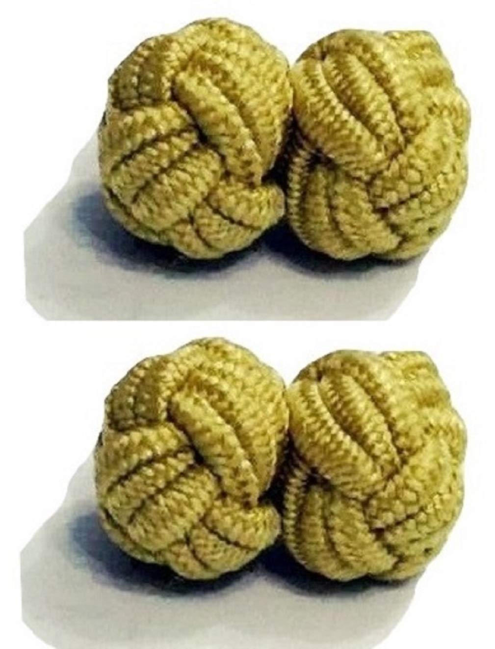 L&L® Men's Premium Plain Knitted Knot Cufflinks Wedding Casual Business Suit (Gold)