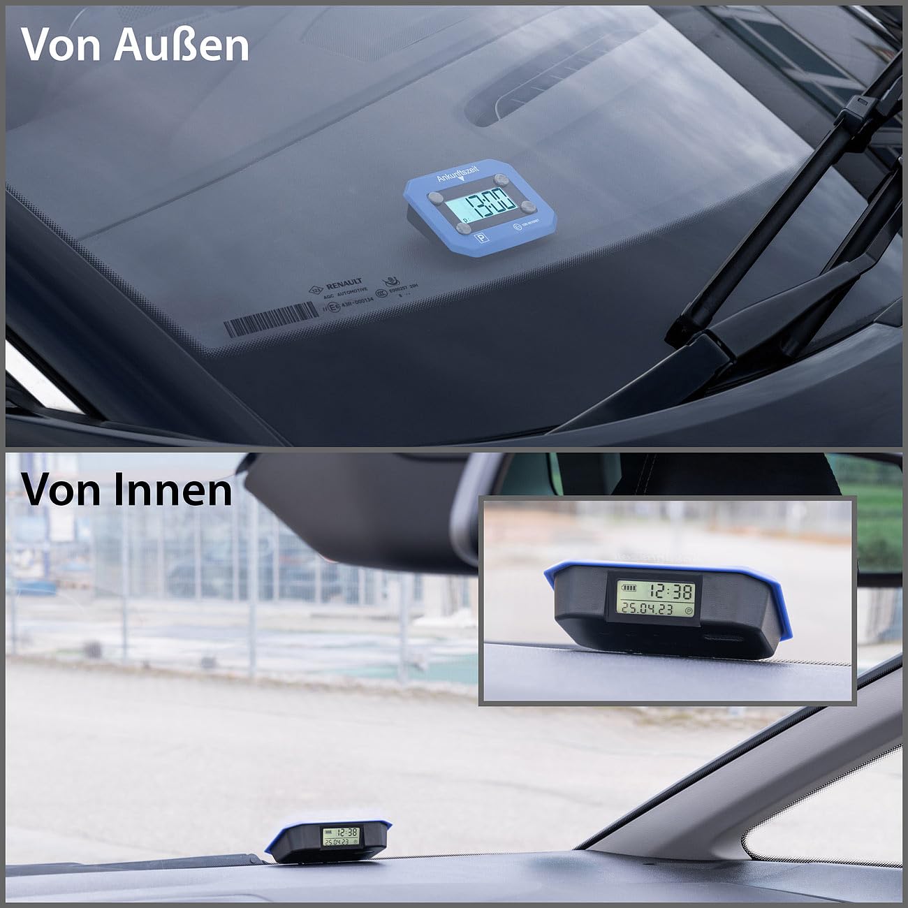 Lescars Elektonische Parkscheibe: 4er-Set ultrakompakte, Digitale e-Parkscheiben mit ECE-Zulassung (Elektrnische Parkscheibe, Auto, Elektronische)