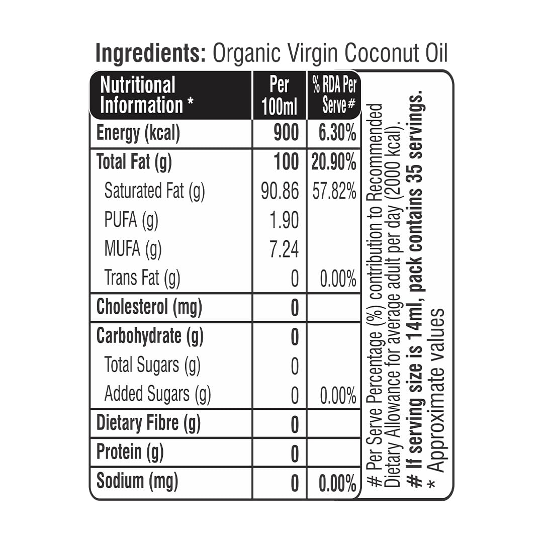 House of Veda Extra Virgin Organic Coconut Oil - 500ml | Raw, Edible Cold-Pressed, Unrefined | Certified Organic & Vegan | For Cooking, Hair & Skin | Chemical-Free, Non-GMO - Image 2 thumbnail