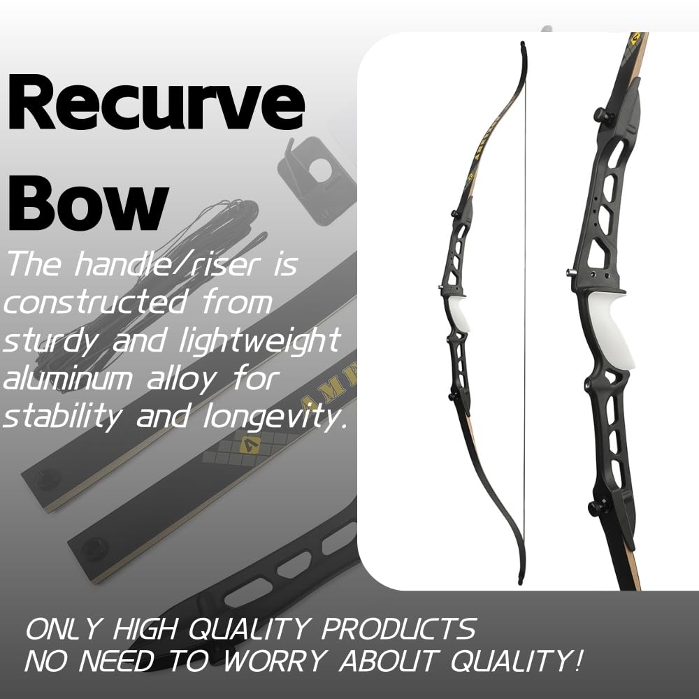 68" Recurvebogen 36 lbs - Rechtshänder Take-Down Bogen mit Aluminium Griff und Laminat Armen für Jagd und Bogenschießtraining