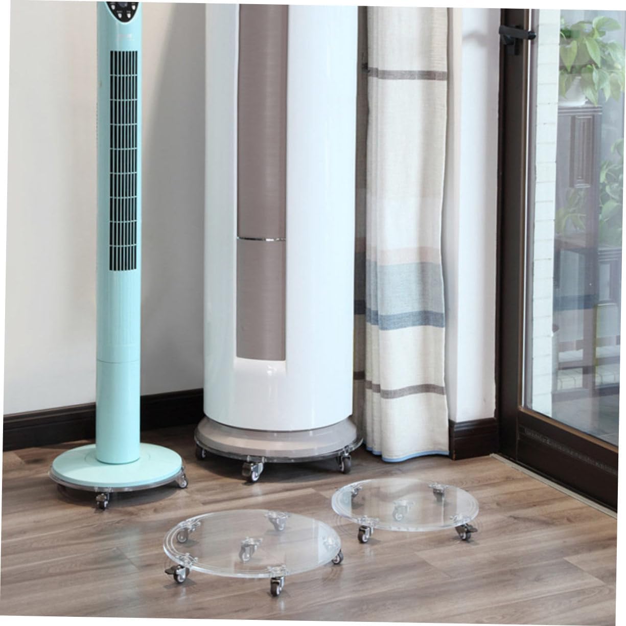 Round Acrylic Plant Stand Wheels Indoor Plant Holder Pot Planter Storage Tray