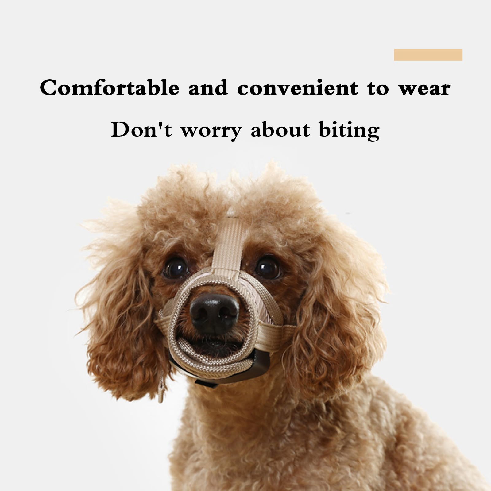 Bozal de Malla Suave for Perros, antimordeduras, de Malla, Suave, Transpirable, Ajustable, cómodo y Resistente a la abrasión.,Bozal para Perro(Khaki,XL)