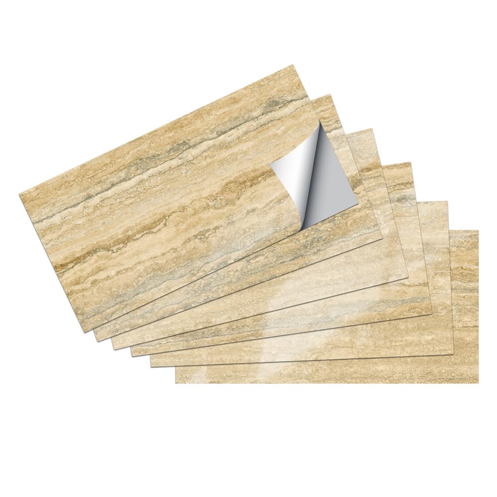 Adhesivos autoadhesivos para Azulejos de baño y Cocina, Color Amarillo Mostaza. Se adhieren fácilmente al Suelo, Son duraderos, Impermeables y Resistentes al Aceite, Ideales para e
