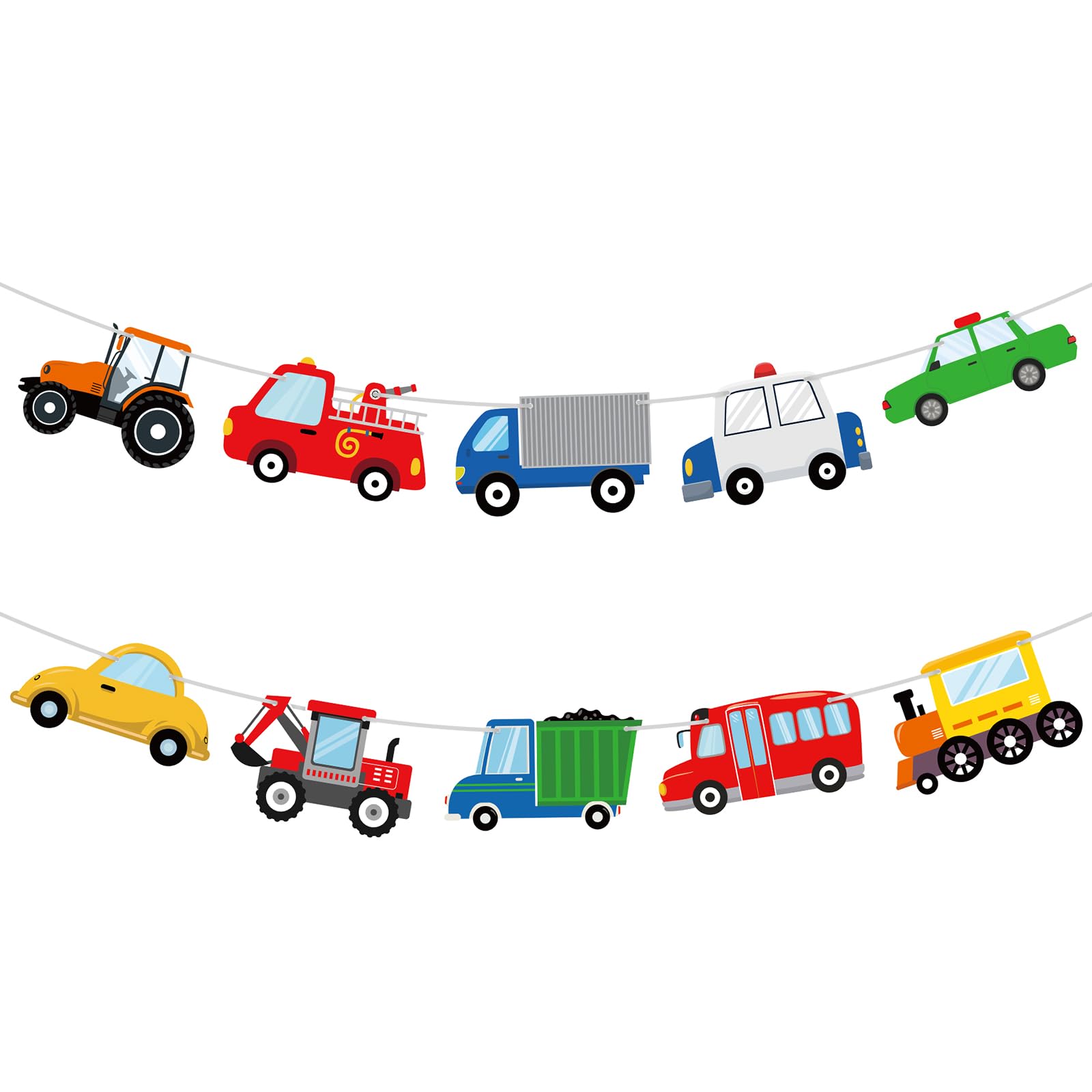 Hooqict Happy Birthday Banner Transportation Birthday Decorations Car Train Truck Bus Excavator Traffic Party Banner Garland Sign for Kids Boys 1st 2nd 3rd Transportation Vehicle Theme Birthday Party Supplies
