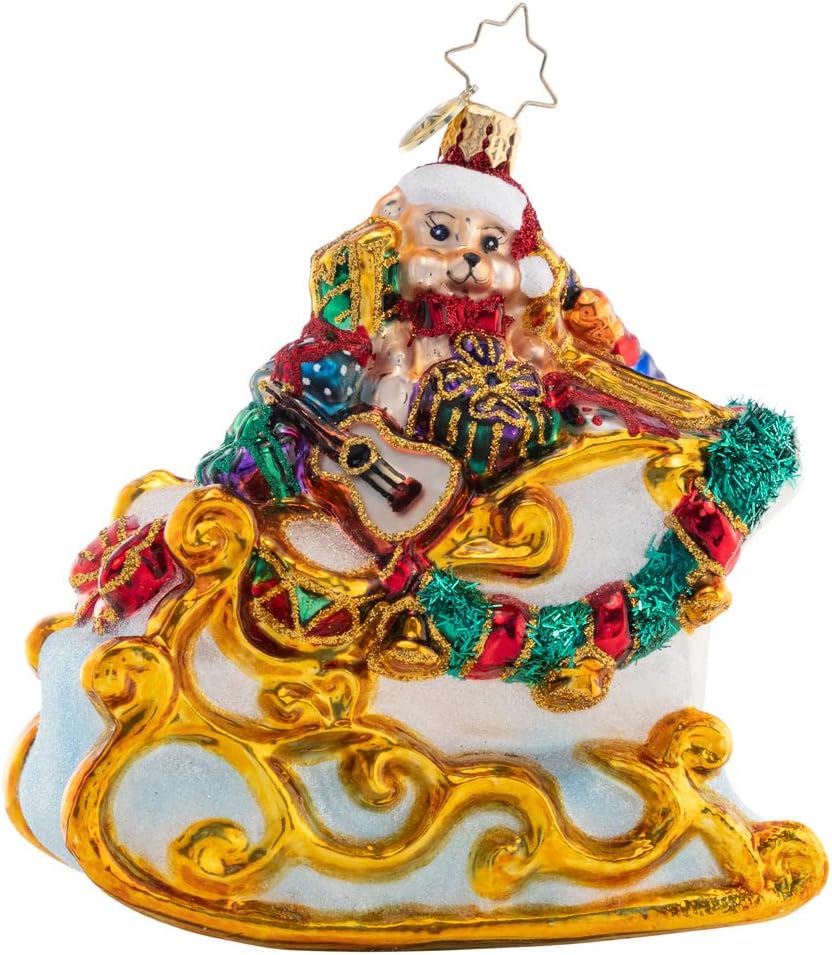 Christopher Radko Hand-Crafted European Glass Christmas Decorative Ornament, Santa's Gilded Glider