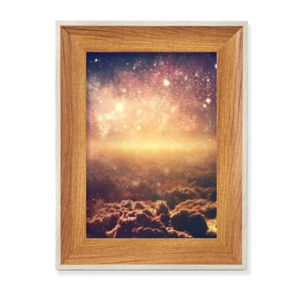 Cadre photo en bois bureau motif cosmique peinture art golden space nebula