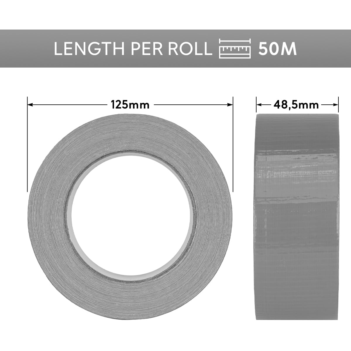 verpacking Premium Panzertape 50 m x 48 mm Silber Gewebeband Gaffa Tape Reparaturband hohe Klebekraft Klebeband mit Naturkautschuk-Kleber (18 St??ck)