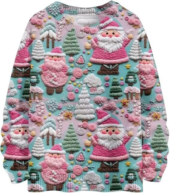 Christmas Sweatshirt for Women 2025 Crewneck Xmas Print Sweaters Funny Long Sleeve Pullover Tops Casual Clothes
