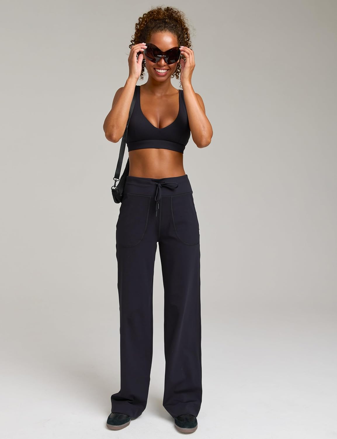 Women's Wide Leg Yoga Pants 29''/31''/33'' Drawstring Elastic Waistband Mid Rise Casual Lounge Pants with Pockets - Image 3