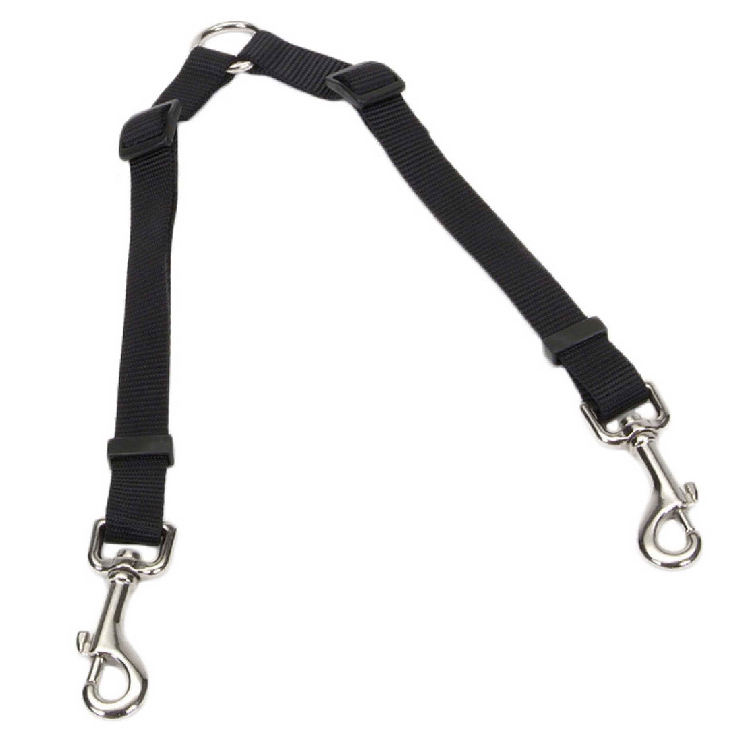 Coastal Pet Two-Dog Adjustable Coupler - Tangle-Free Dog Leash Connector - Dog Walking Leash Coupler - Perfect for Dogs Black, 3/4" x 24"-36"