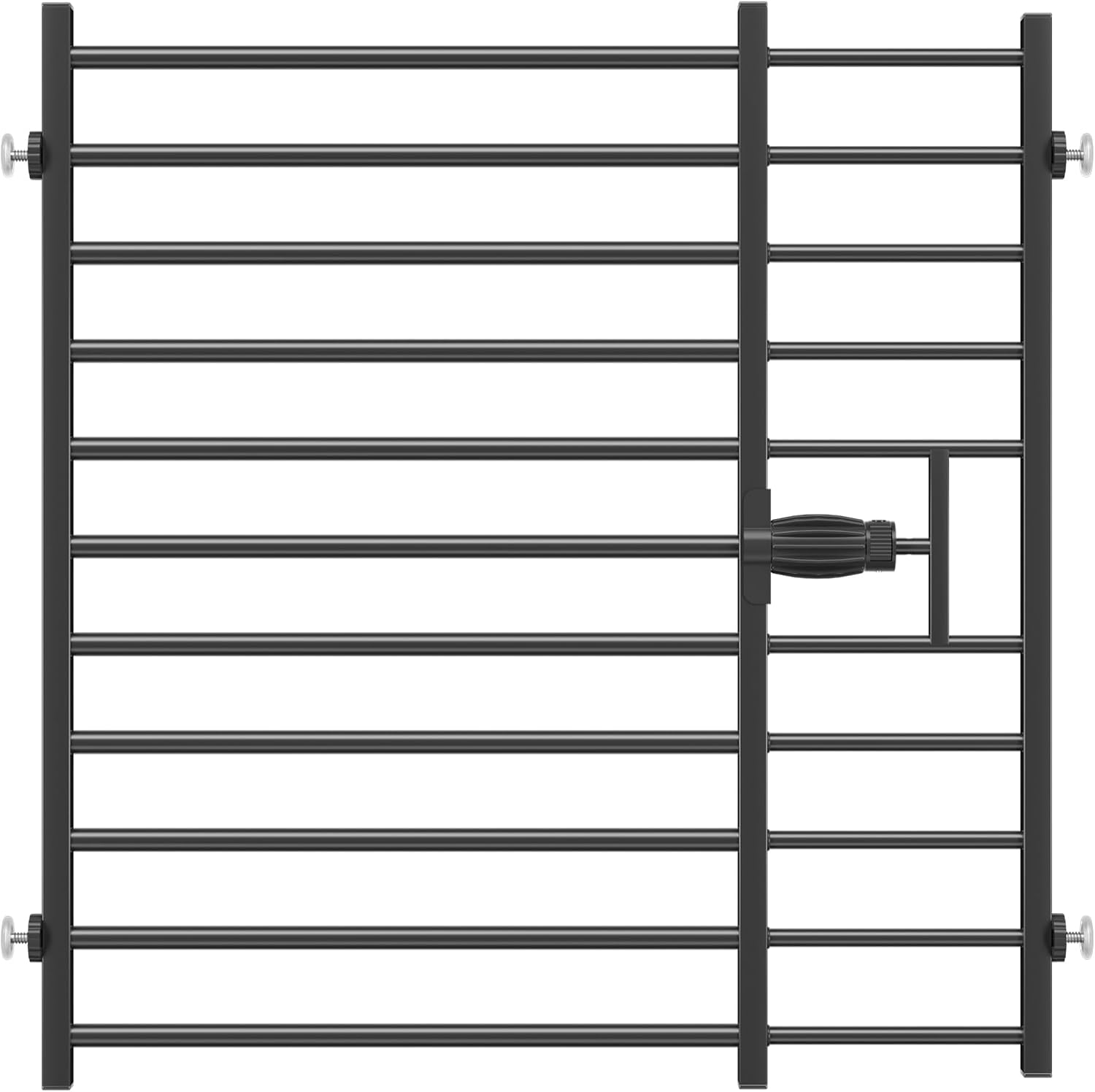 (Similar to stock photo) Malier Quick and Easy Setup & Removal Metal Baby Gate for Babies and Pets, 30'' Tall Pressure Mounted Dog Gate for Stairs, 29.5\"- 45\" Wide Safety Expandable Indoor Dog Gates for Doorway (Black, 30''H) Black 30''H × 29.5''- 45''W