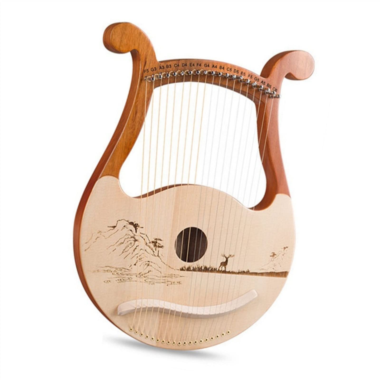 Arpa de Lira de 19 cuerdas, instrumento musical de arpa de caoba con cuerdas de repuesto, llave para afinar para principiantes, Lira, arpa para principiantes