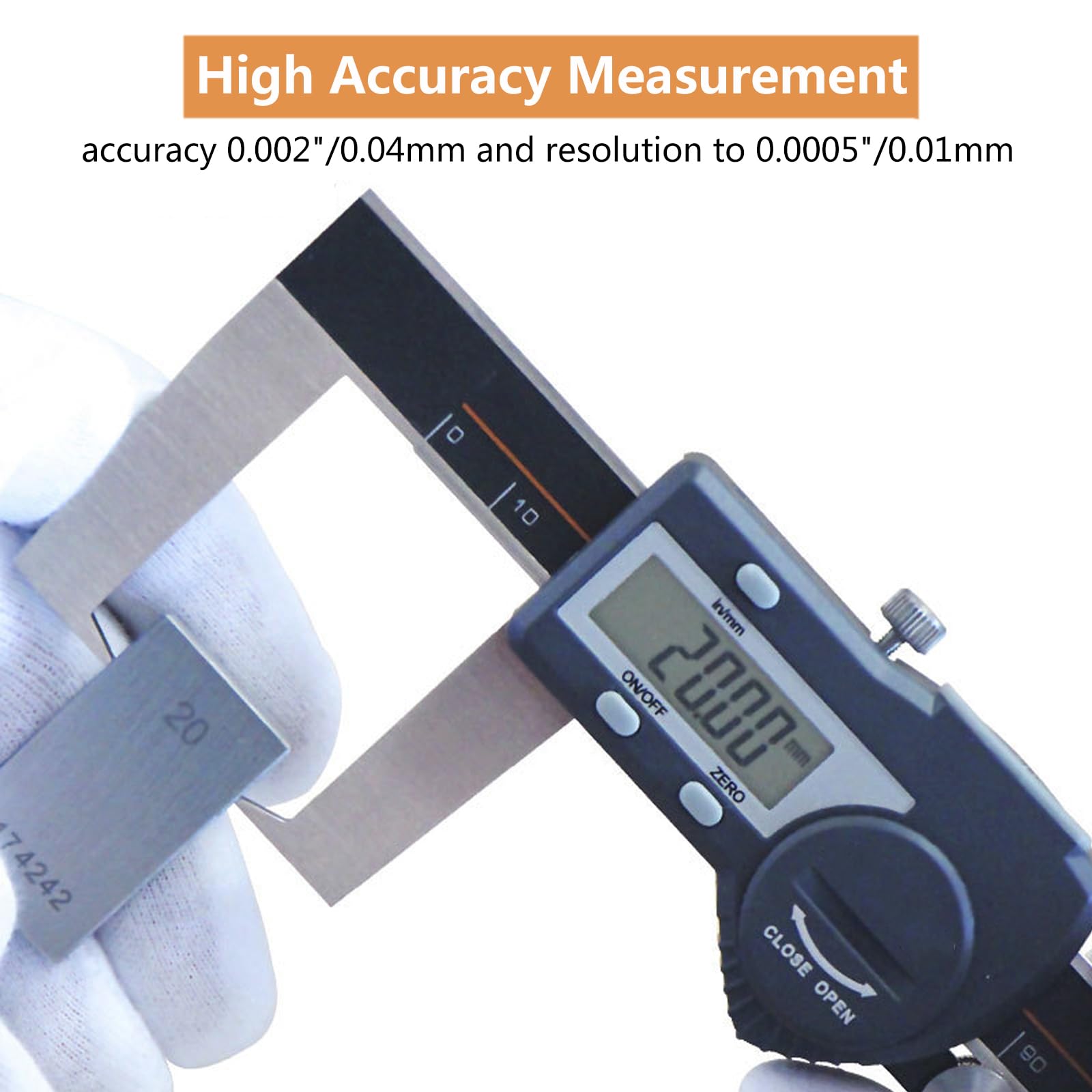 Calibre Digital de Ranura Exterior,Pie de Rey Digital de Acero Inoxidable con Pantalla LCD,Profesional Herramienta de Medición de Calibrador con Transmisión USB,Impermeable IP54,200mm/8in