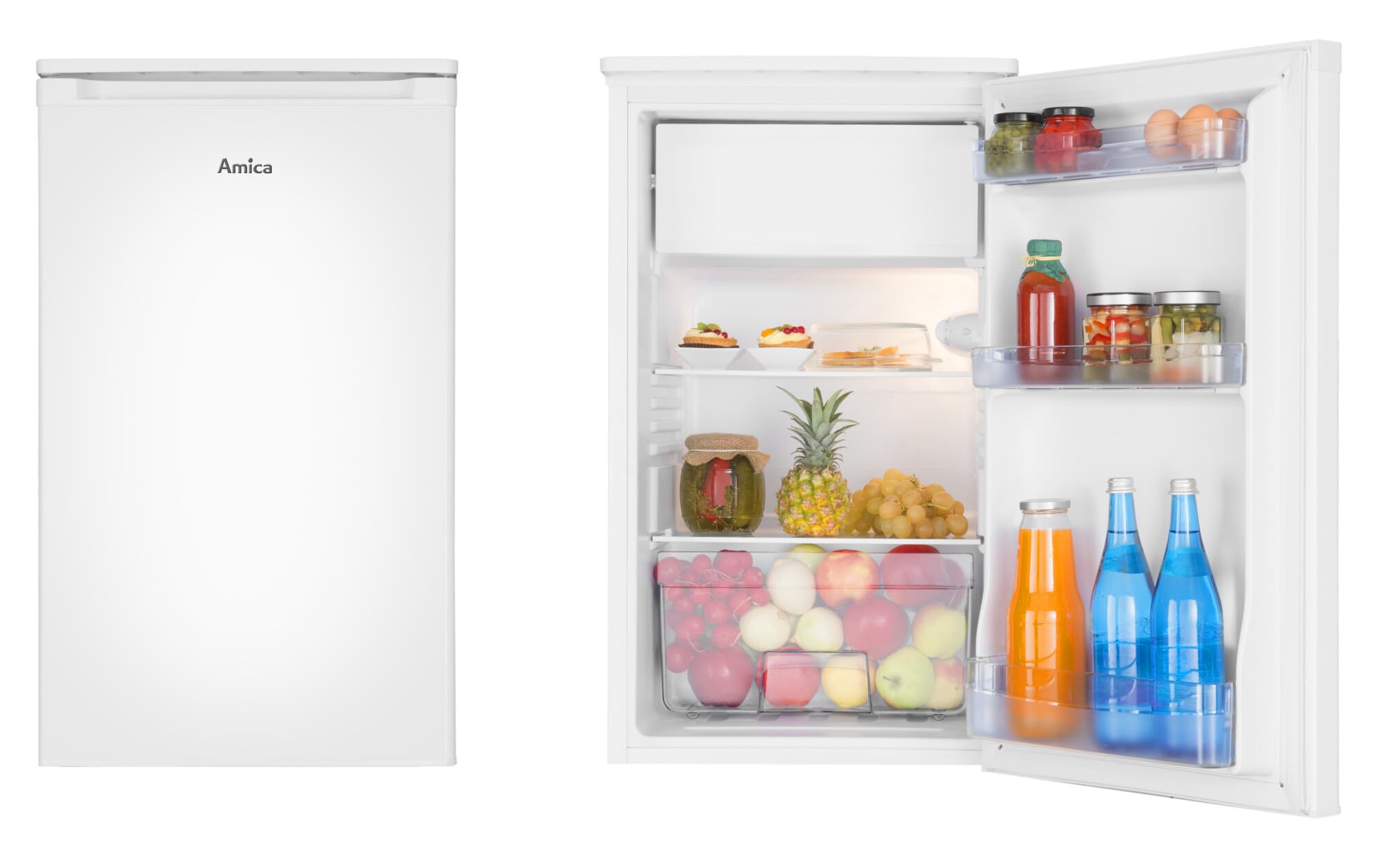 Amica Kühlschrank mit Gefrierfach 83 L 84 x 48 x 49,5 cm KS 361 155 W