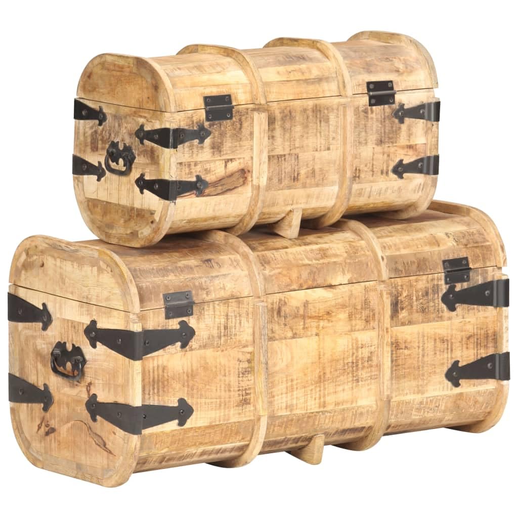 vidaXL Mangoholz Massiv Aufbewahrungsbox 2-TLG. Aufbewahrungstruhe Schatztruhe Schatzkiste Holzkiste Holztruhe Spielkiste Kiste Box Truhe