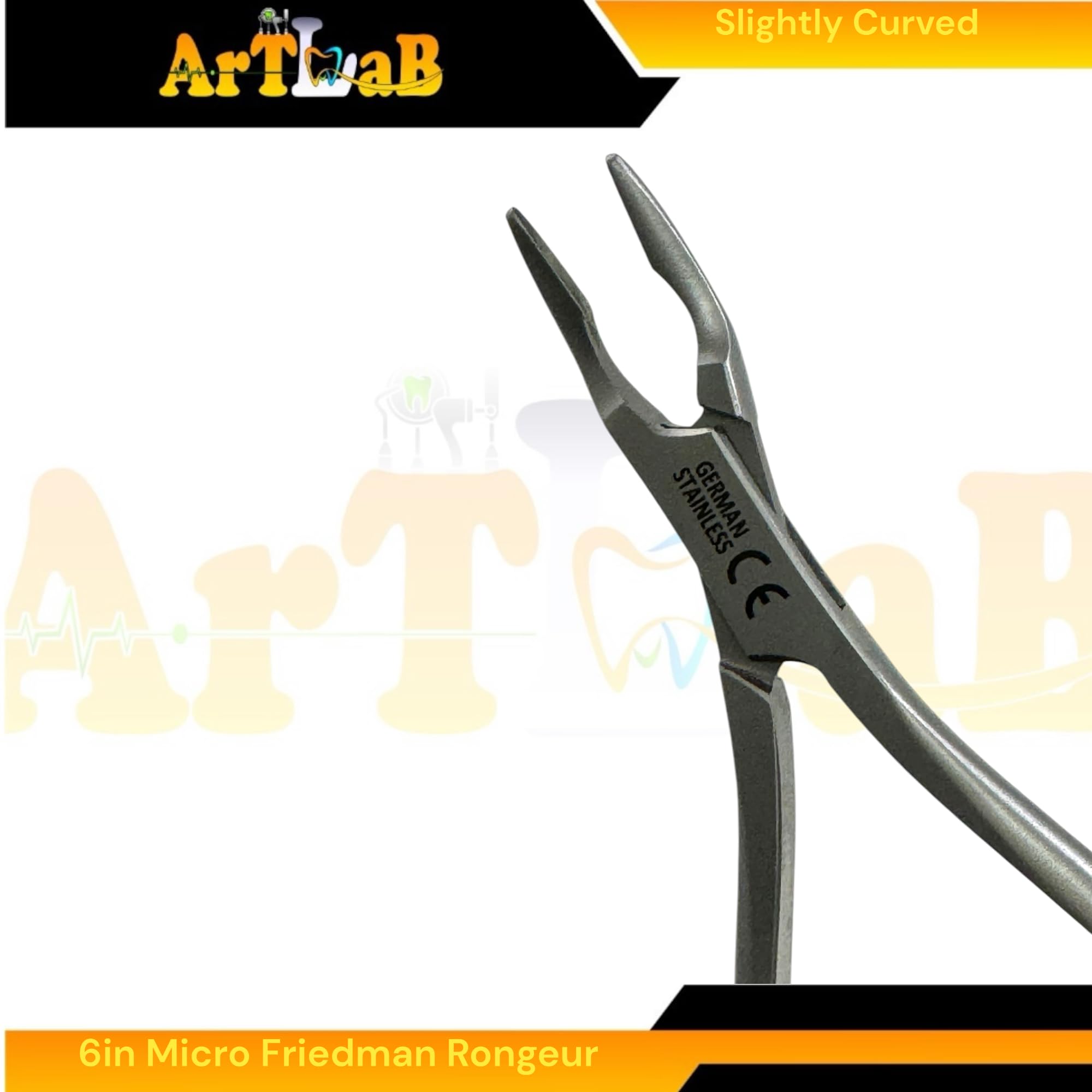 Dental Micro Friedman Rongeur 1.3mm Jaw, 6in Length, Slightly Curved, Autoclave-Safe Stainless Steel Dental Instruments Dental Ortho Pliers