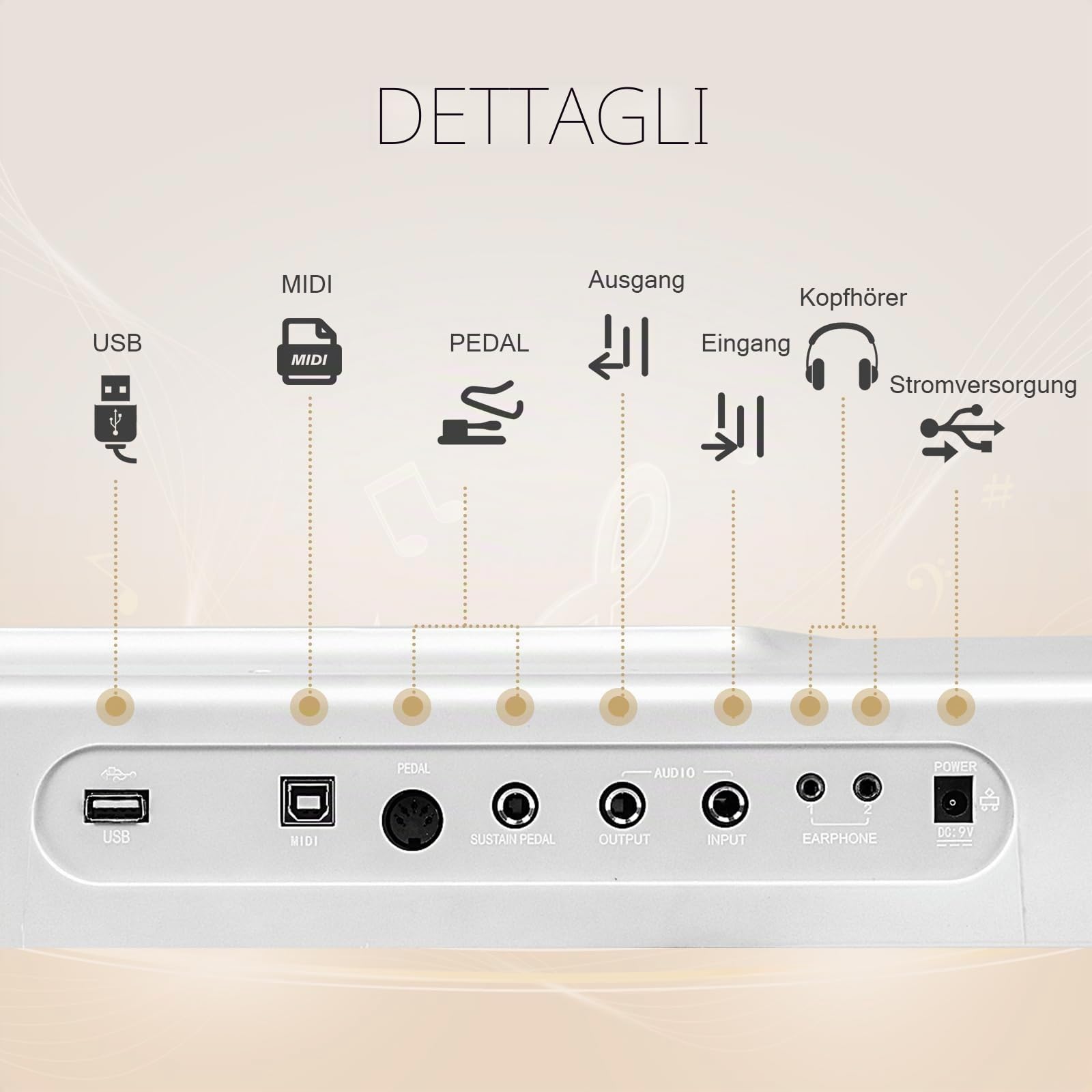 LEADZM 88 tasti semi-ponderati Digital Piano, tastiera elettronica con doppio tubo a forma di X, supporto Bluetooth MIDI, supporto per spartiti, pedale Sustain, cuffie (bianco)