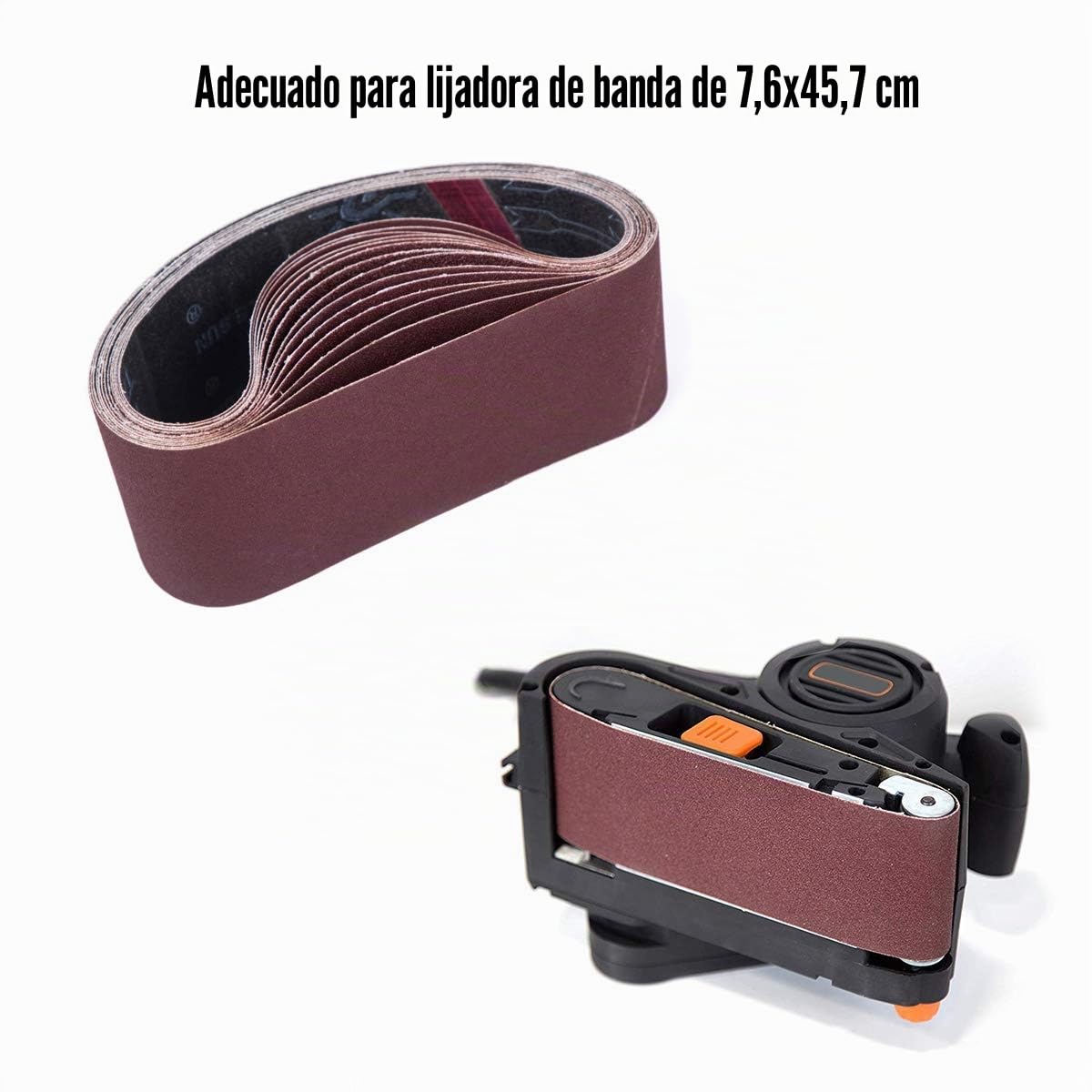 STEBRUAM Bandas de Lija 75 x 457 mm,Banda Abrasiva 3 x grano 80/120/150/240/400 para Lijadora de Banda,para Quitar el Polvo, Quitar la Pintura y Pulir(15 piezas)