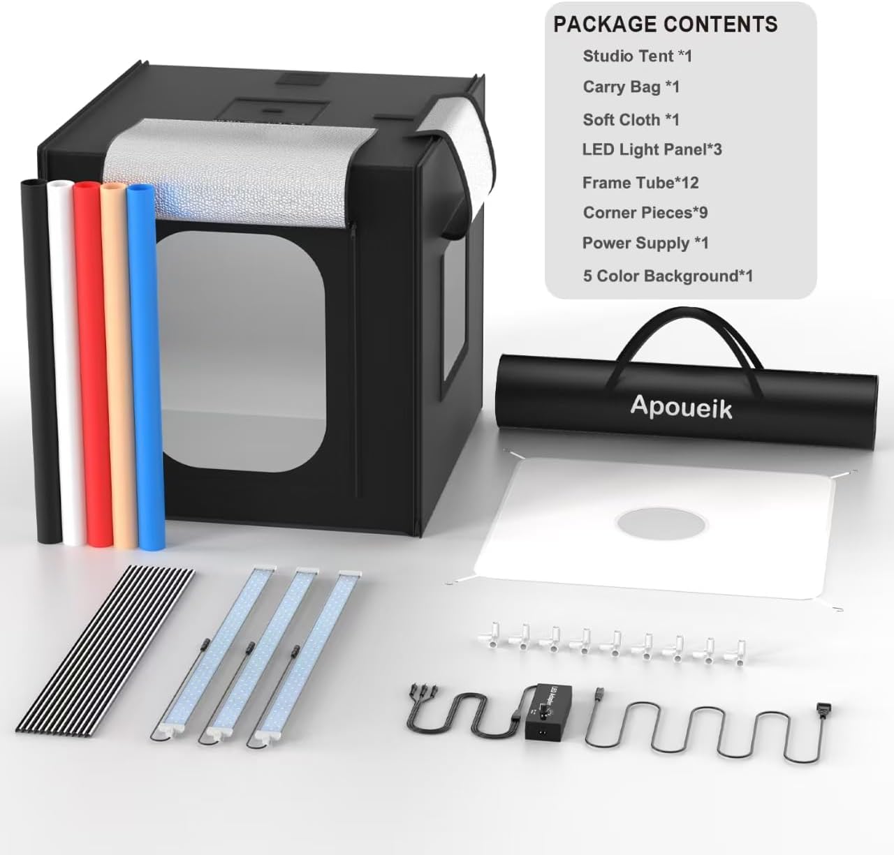 Big Photography Light Box, 32 x 32 x 32 Inches Large Studio Lightbox, 234 LEDs,5 Color Backdrop, Please do not Return This Item After Purchase Due to Large