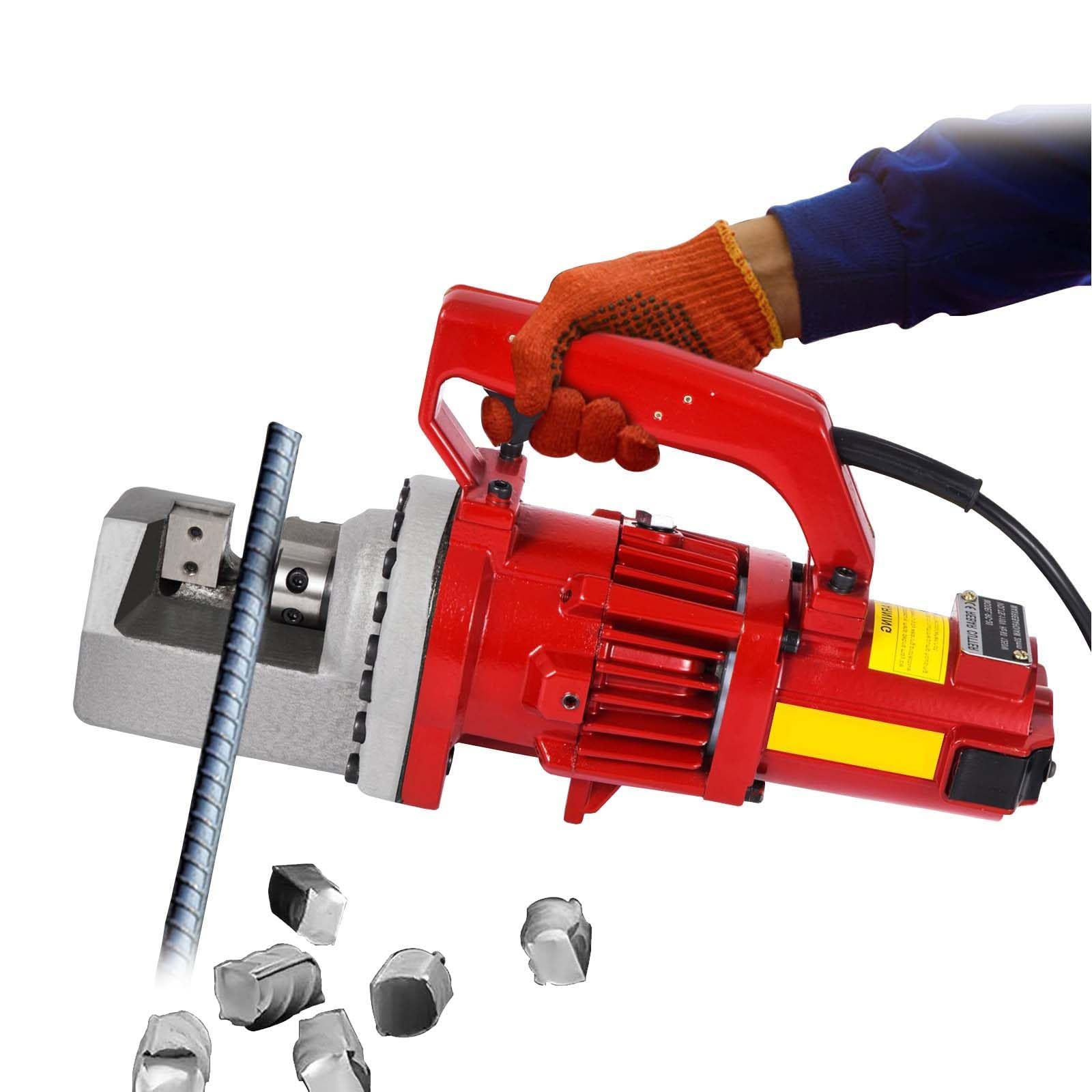 DPLWJPP Electric Hydraulic Rebar Shear Cutting Portable Hydraulic Electric Rebar Cutter Hydraulic Steel Bar Cutter Handheld Cutting Machine for 4-20mm Diameter Red