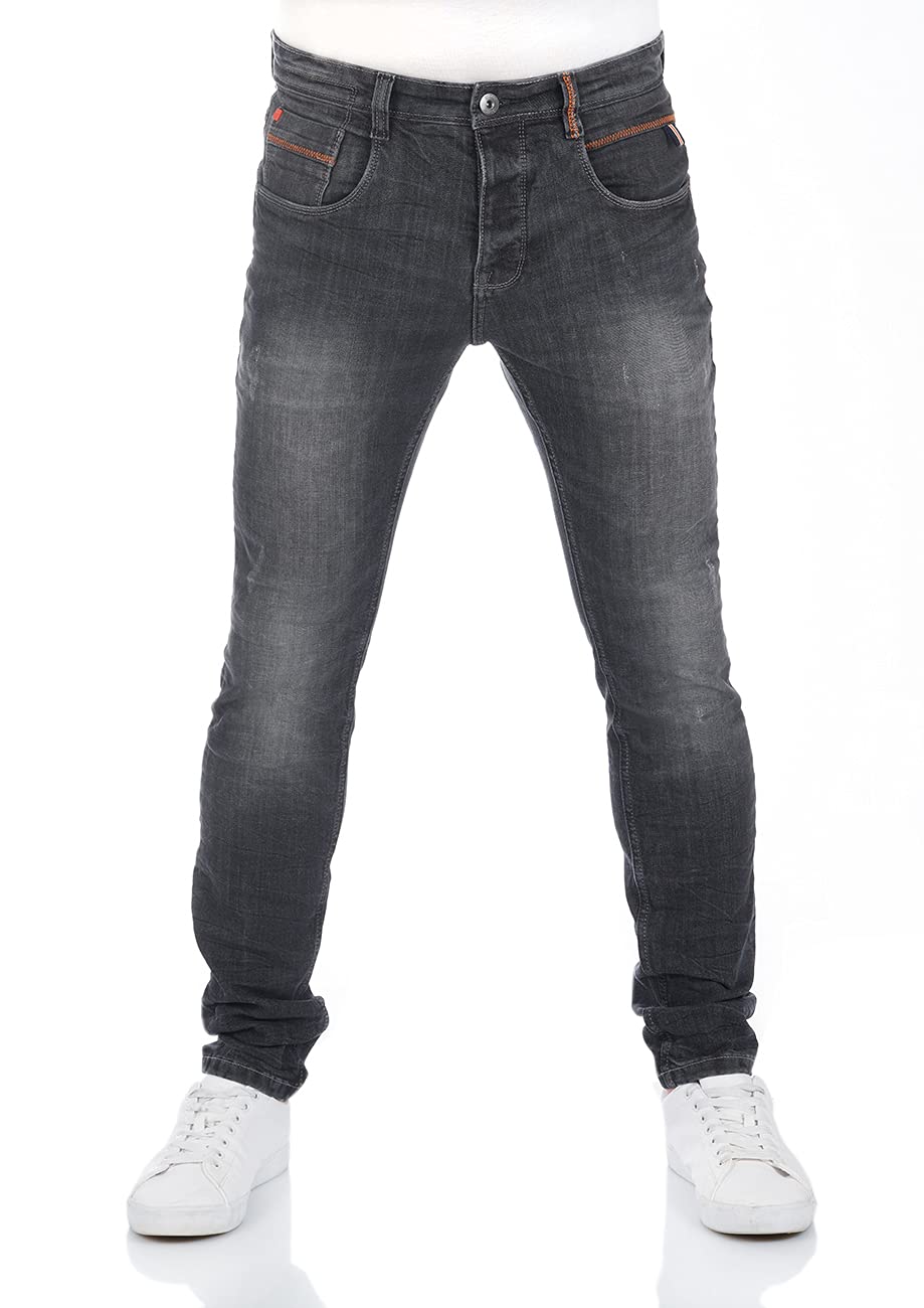 riverso RIVCaspar Jean pour Homme Coupe Slim Look usé Coton Denim Stretch Noir Bleu Gris W29 W30 W31 W32 W33 W34 W36 W38