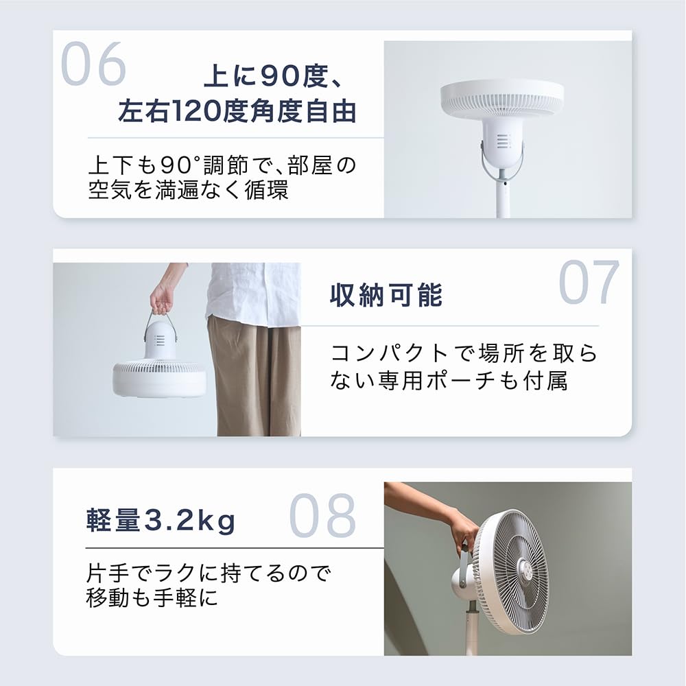Amazon | 【コードレス×静音25dB】LAViNO エアーループ 大風量 扇風機