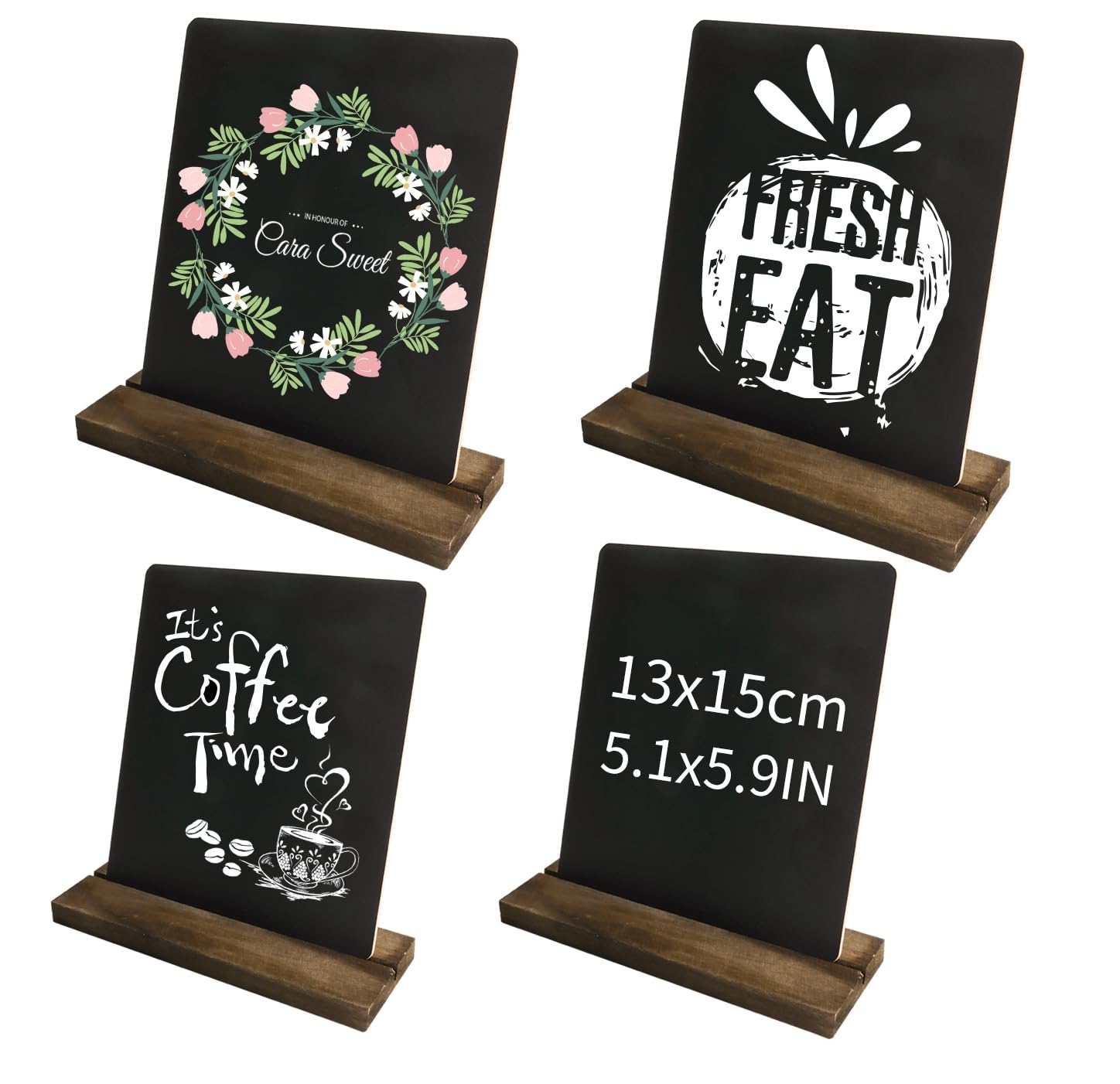 Lot De 12 Mini Tableaux Noirs – 15x13 Cm – Double Face Avec Support Bois - 10