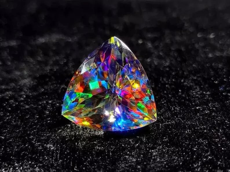 Natural 71.8 Ct Trillion Cut Mystic Topaz Rainbow Color EGL Cerrtified Loose Gemstone Collectable Gem Stone Perfect for Custom Jewelry Creation