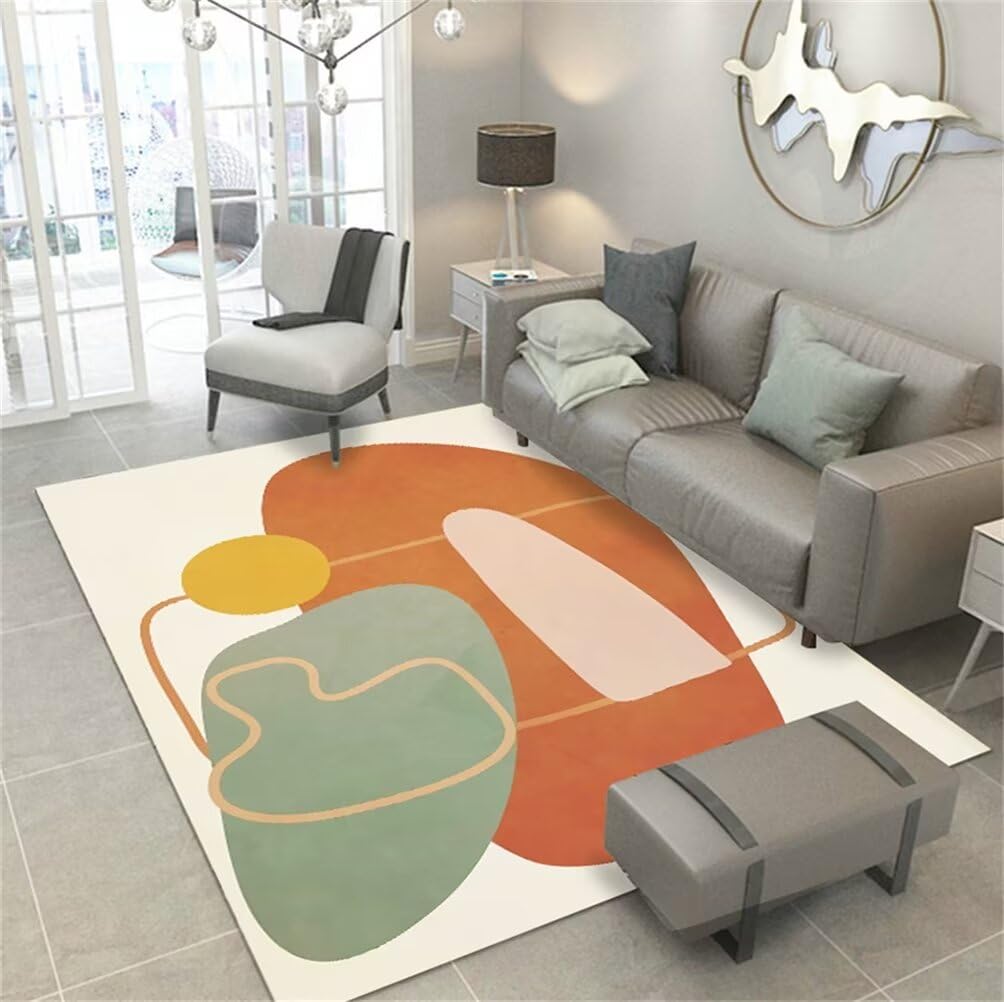 Tapis enfant 180x230cm orange minimaliste moderne pour chambre d'ado