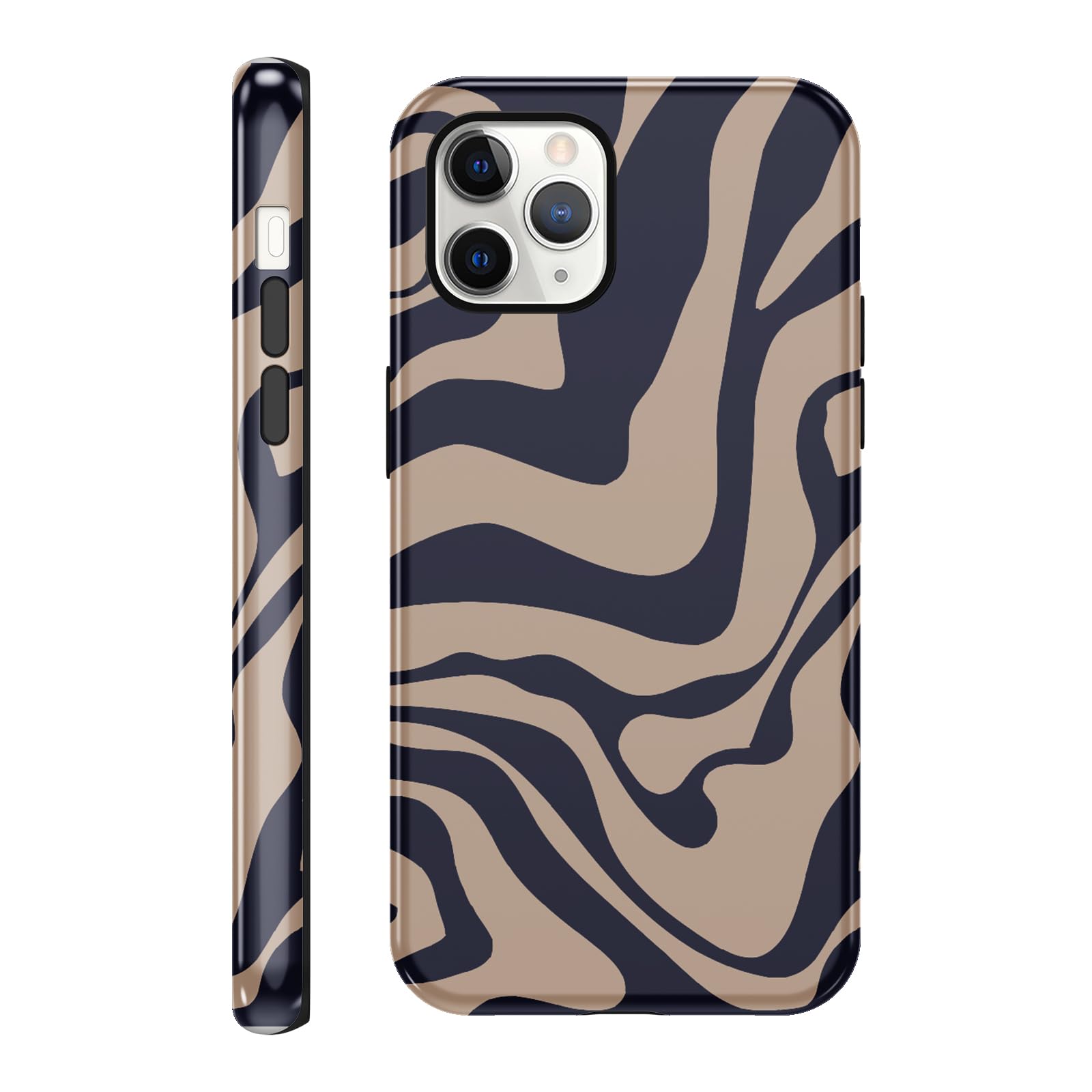 Yirlbey Verano Funda para iPhone 11 Pro 5,8", Carcasa con Aesthetic Stripes Striped Dibujos Diseño Motive Silicona TPU Case Antigolpes Bumper Protección Cover para Mujer Niñas, Marrón Raya