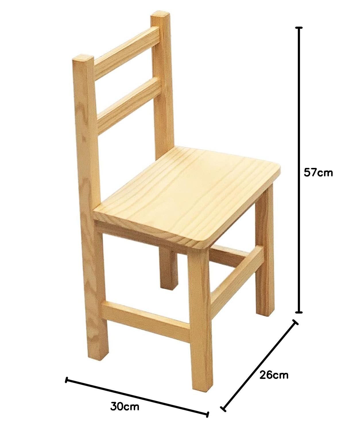 Acan - Silla clásica Infantil de Madera Natural 57 x 30 x 26 cm