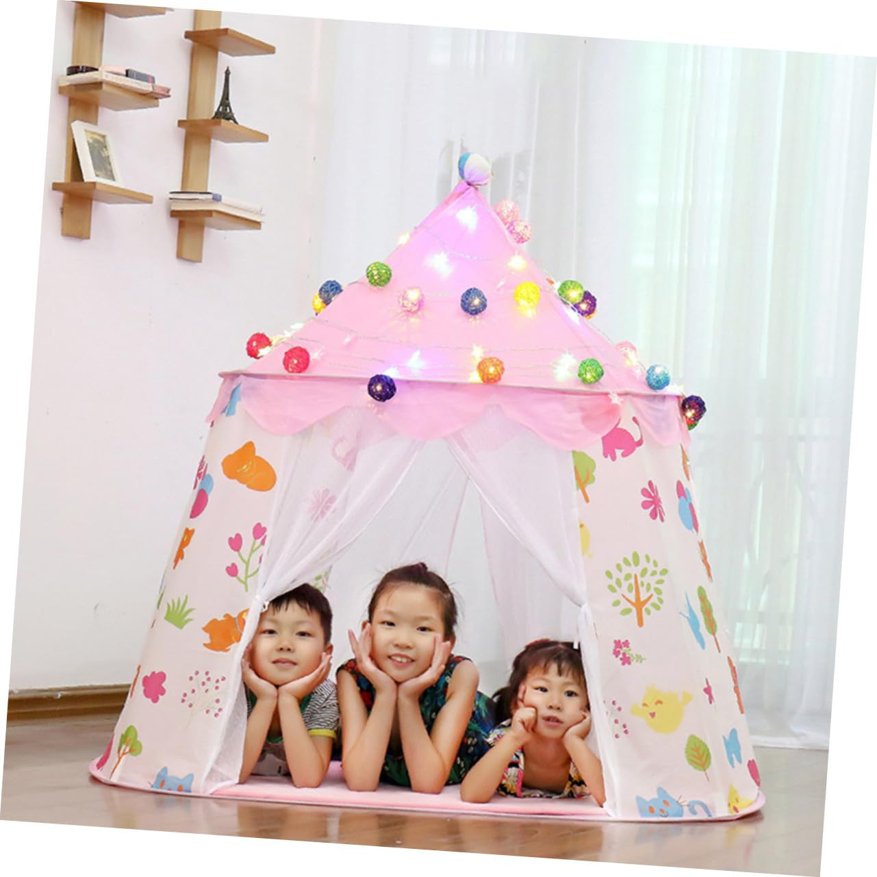 Tienda de Juegos de Tela Rosa para Niños, Casa Tipo Castillo