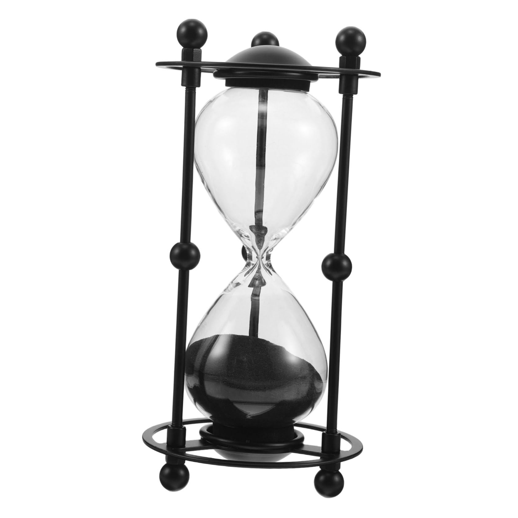 Clessidra da Preghiera 15 Minuti in Vetro e Ferro Nero Vintage