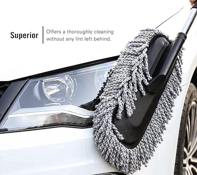 Image of Combo 2 PCS Super Soft Microfiber Car Cleaning Brush Ideal As Mop Duster|Car Duster Exterior with Extendable Handle|Multipurpose Dust Cleaner Car Wash Brush for Home, Office,Car (S2)