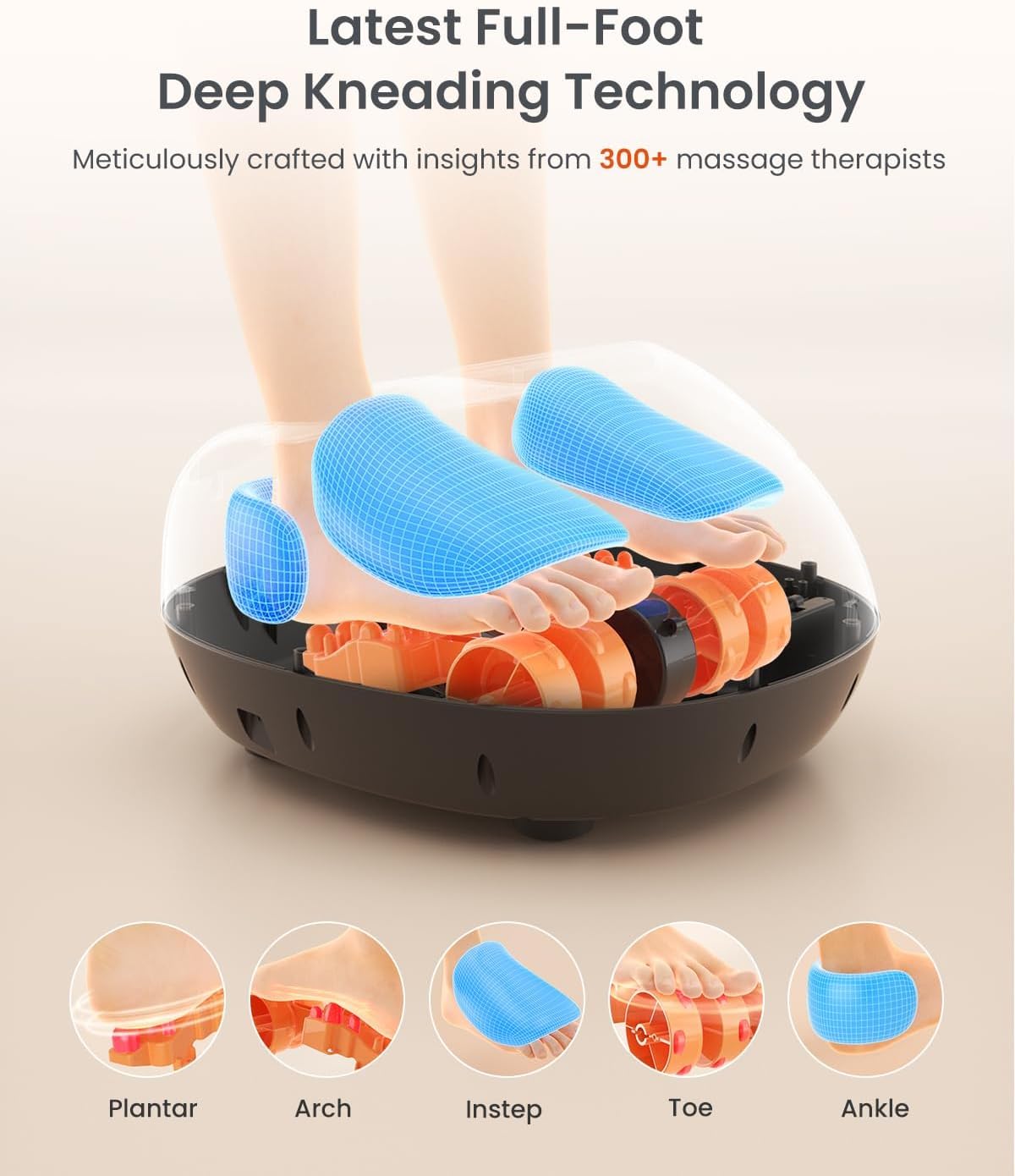 RENPHO Masajeador de Pies, Masajeador de Pies Eléctrico Shiatsu Mejorado 2026 con Función de Calor, Amasado, Rodamiento y Compresión de Aire, Regalo Para Mujeres y Hombres, Hasta Talla 46, Negro