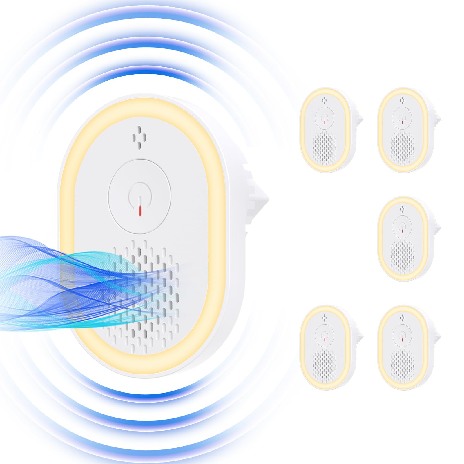Ultraschall Schädlingsbekämpfer Mäuseabwehr 6 Stück, Intelligente Frequenzumwandlung, 4 Modi mit Nachtlicht & Alarm,Effektive Abwehr gegen Mäuse, Kakerlaken & Mücken für Haushalt, Büro & Lager