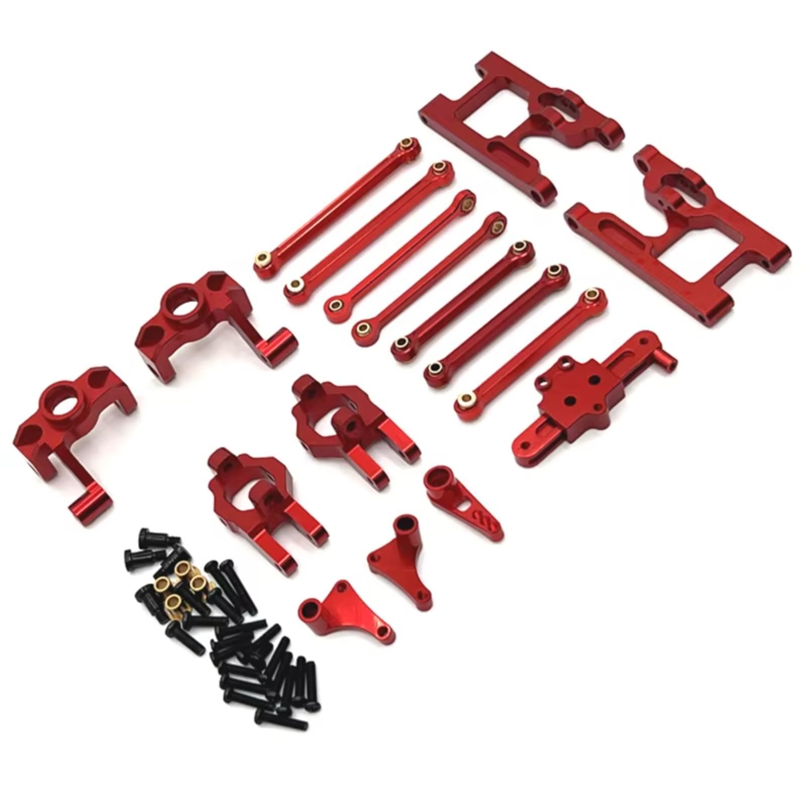 Rc Special Connecting Rod for WLtoys 124006 12423 12427 12428 1/12 Metal Connecting Rod Kit RC Car Tracked Vehicles Parts and Accessories Upgrades Replacement Use(Red)