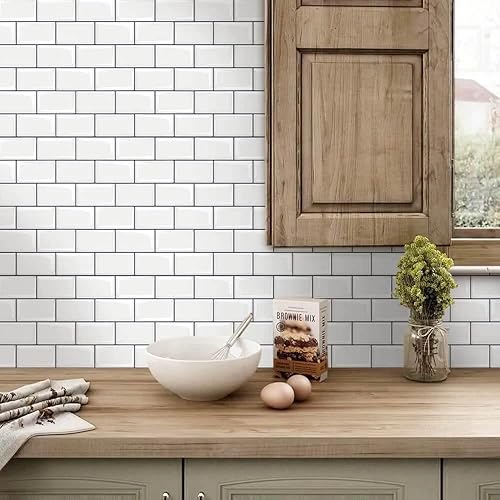 Miniatura 6 de WalDecoo - Azulejo de pared adhesivo en 3D de 10 hojas azulejos de pared adhesivos 3D azulejos de metro para despegar y pegar para cocina y baño 12