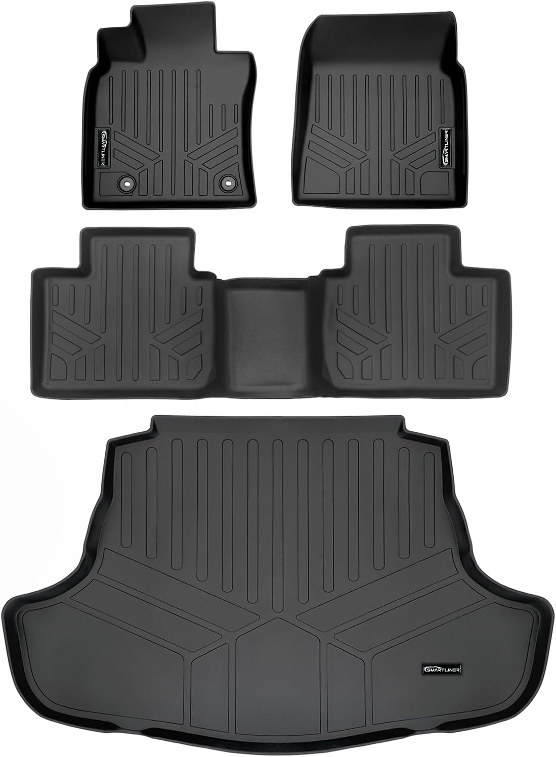 SMARTLINER Custom Fit All Weather Floor Mats 2 Rows and Cargo Liner Set Black Compatible with 2018-2025 Toyota Camry Hybrid Models