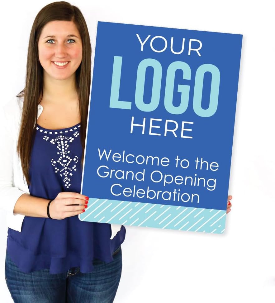 Big Dot of Happiness Custom Logo Welcome Yard Sign - Personalized Branded Business Party Lawn Decor