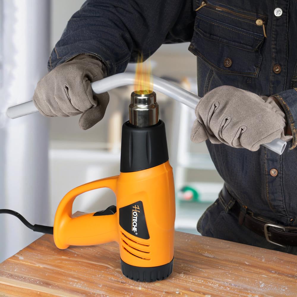 Hoteche Pistola ad aria calda da 2000 W con 4 ugelli, 350 °C e 600 °C, flusso d'aria 480 l/min, isolamento in ceramica, spina VDE, pistola termica per rimozione della vernice, tubo termoretraibile